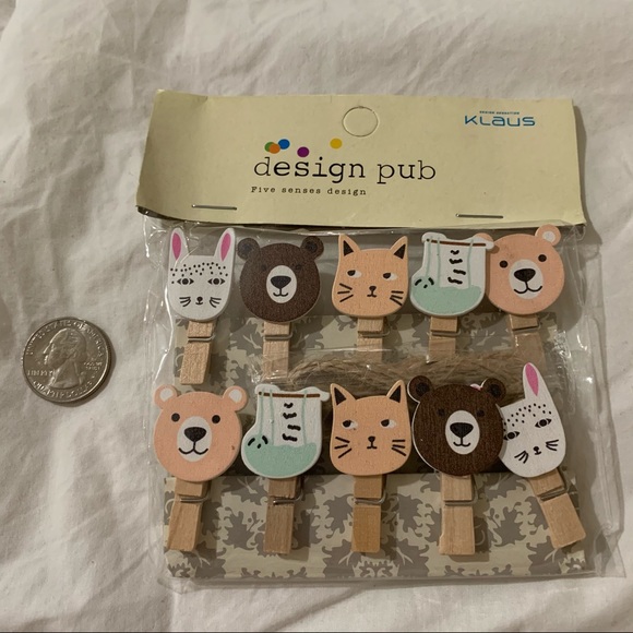 Animal Themed Wooden Clips set of 10 - Picture 3 of 7